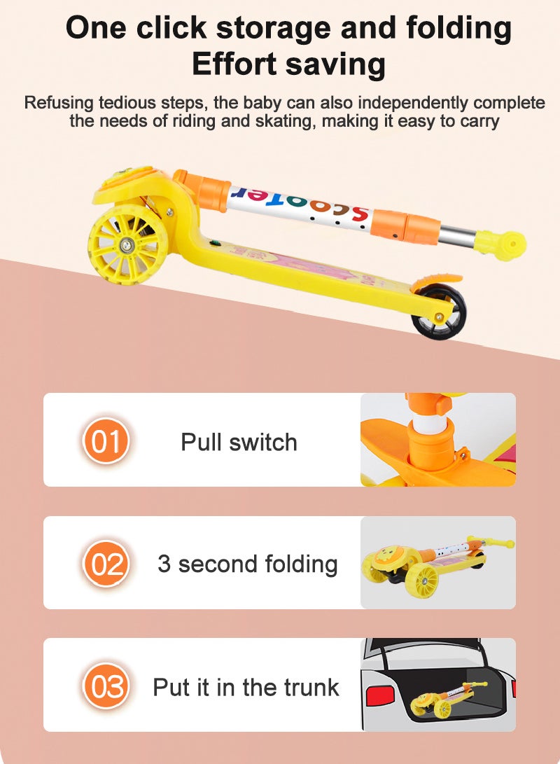 Sharpdo 3 in 1 Kids Kick Scooter, with Flashing Wheel and Adjustable Height, Foldable Scooter Outdoor Activities, for 2-12 Year Boys and Girls - Image 2